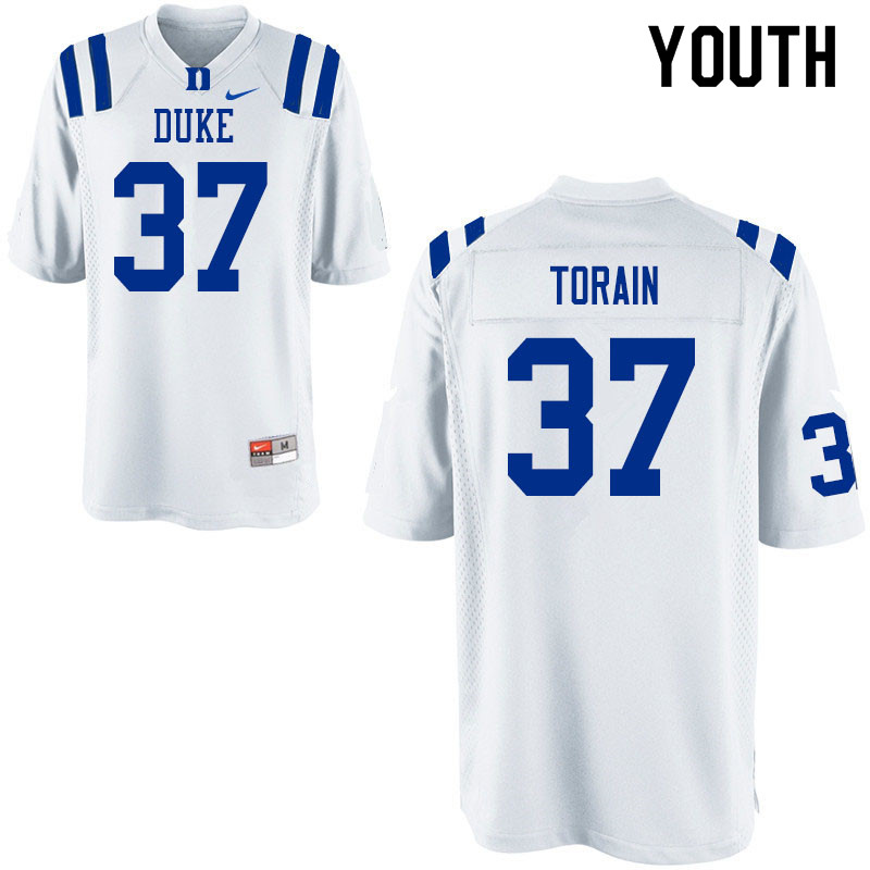 Youth #37 Ken Torain Duke Blue Devils College Football Jerseys Sale-White